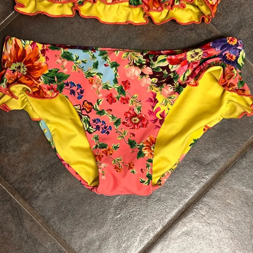Agua Bendita girls floral 2 piece swimsuit size 2/3 T